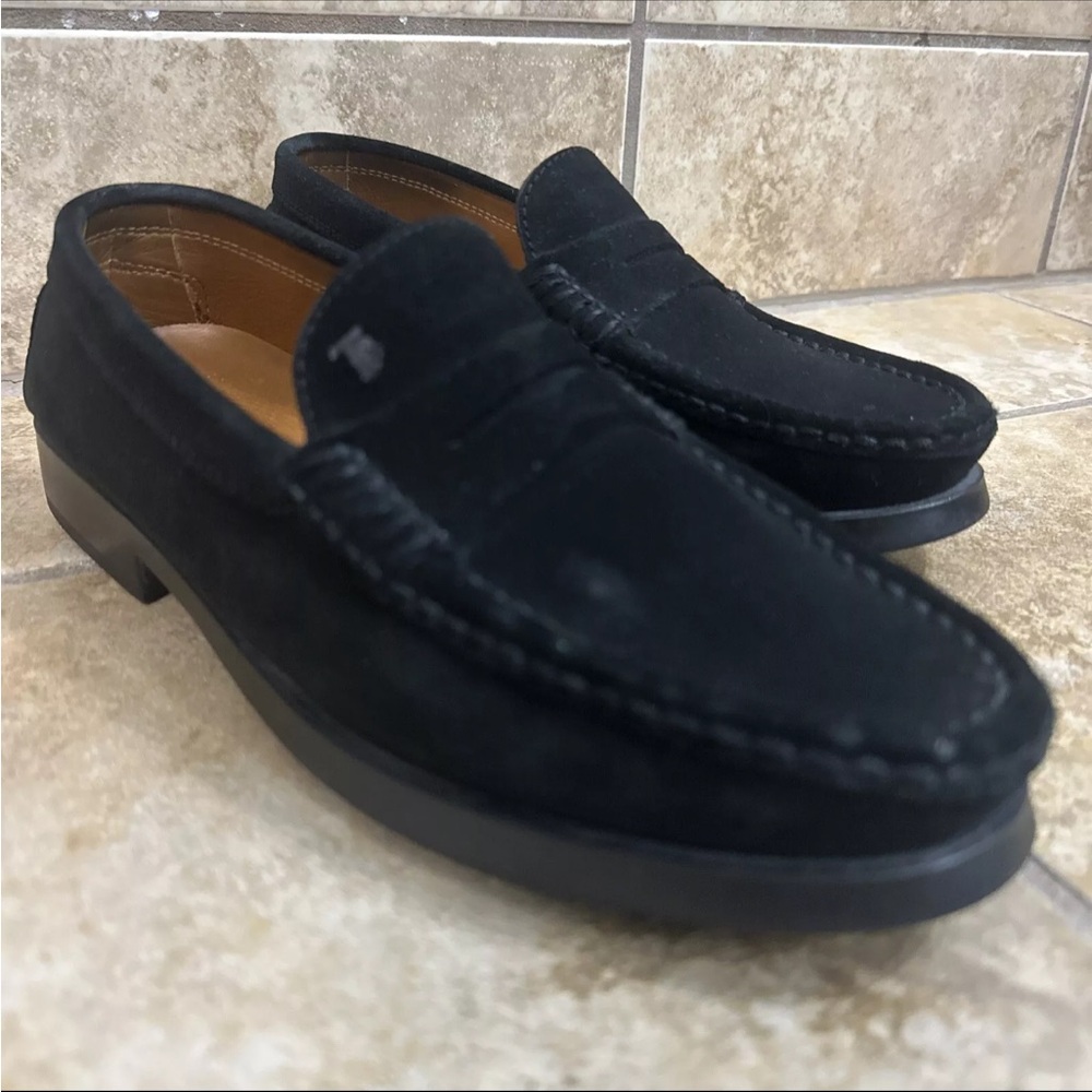 Tods Black Suede Loafers